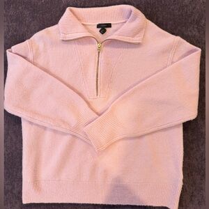 NWOT J. Crew half zip collar sweater, merino alpaca blend, light pink, small